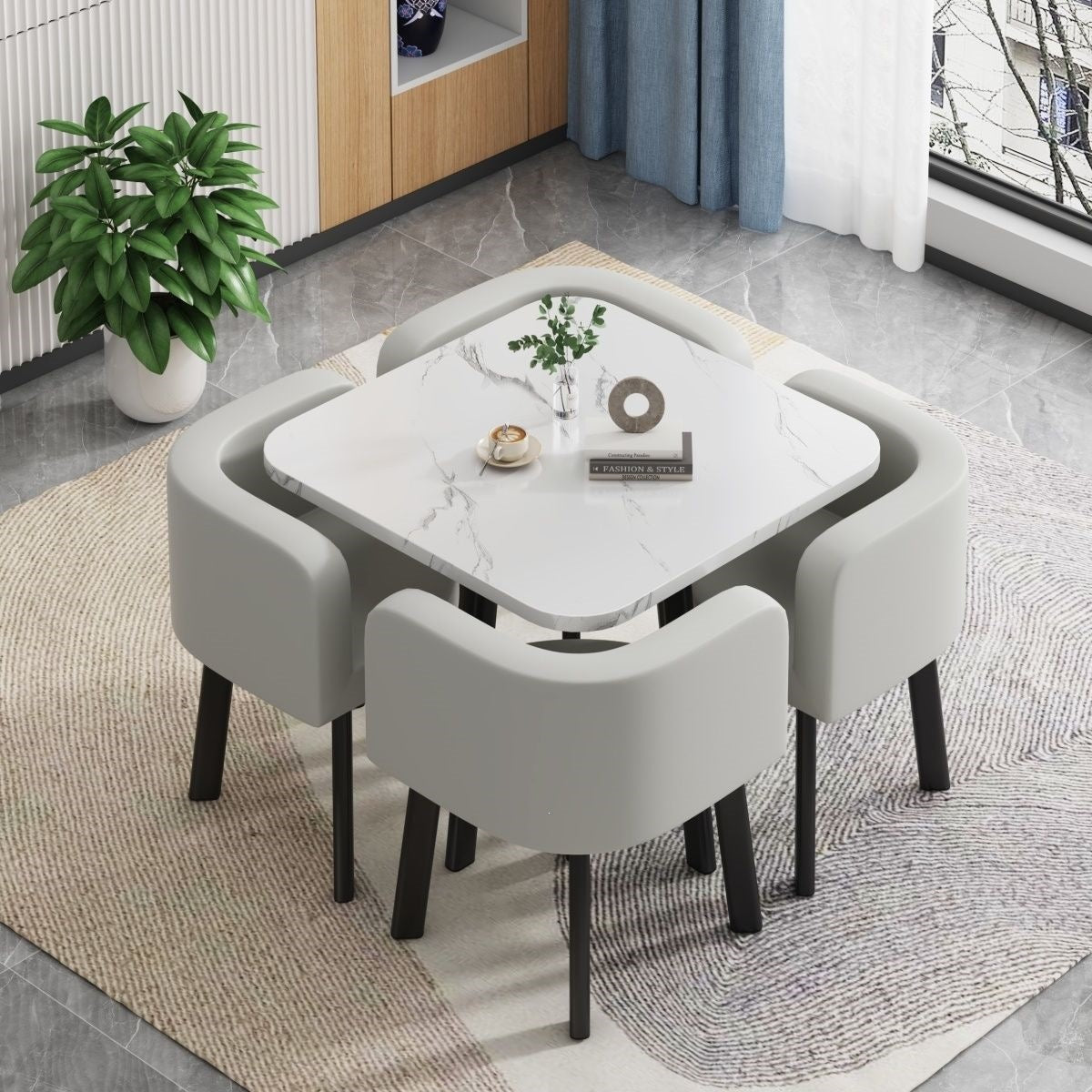 Juego de comedor 1 mesa + 4 sillas estilo italiano
