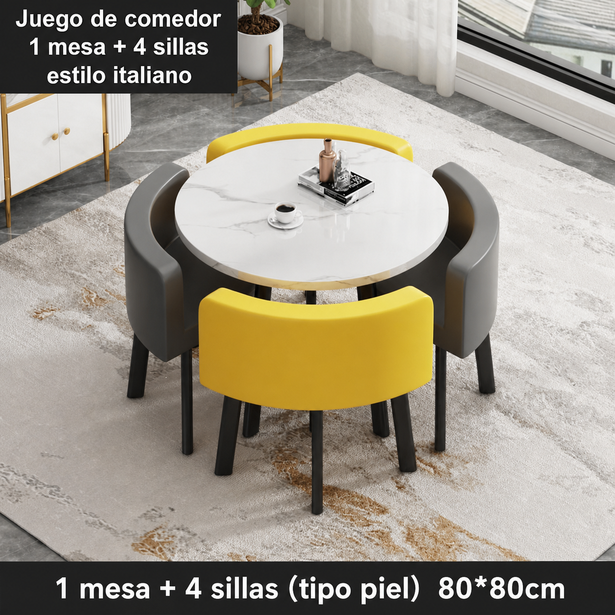 Juego de comedor 1 mesa + 4 sillas estilo italiano