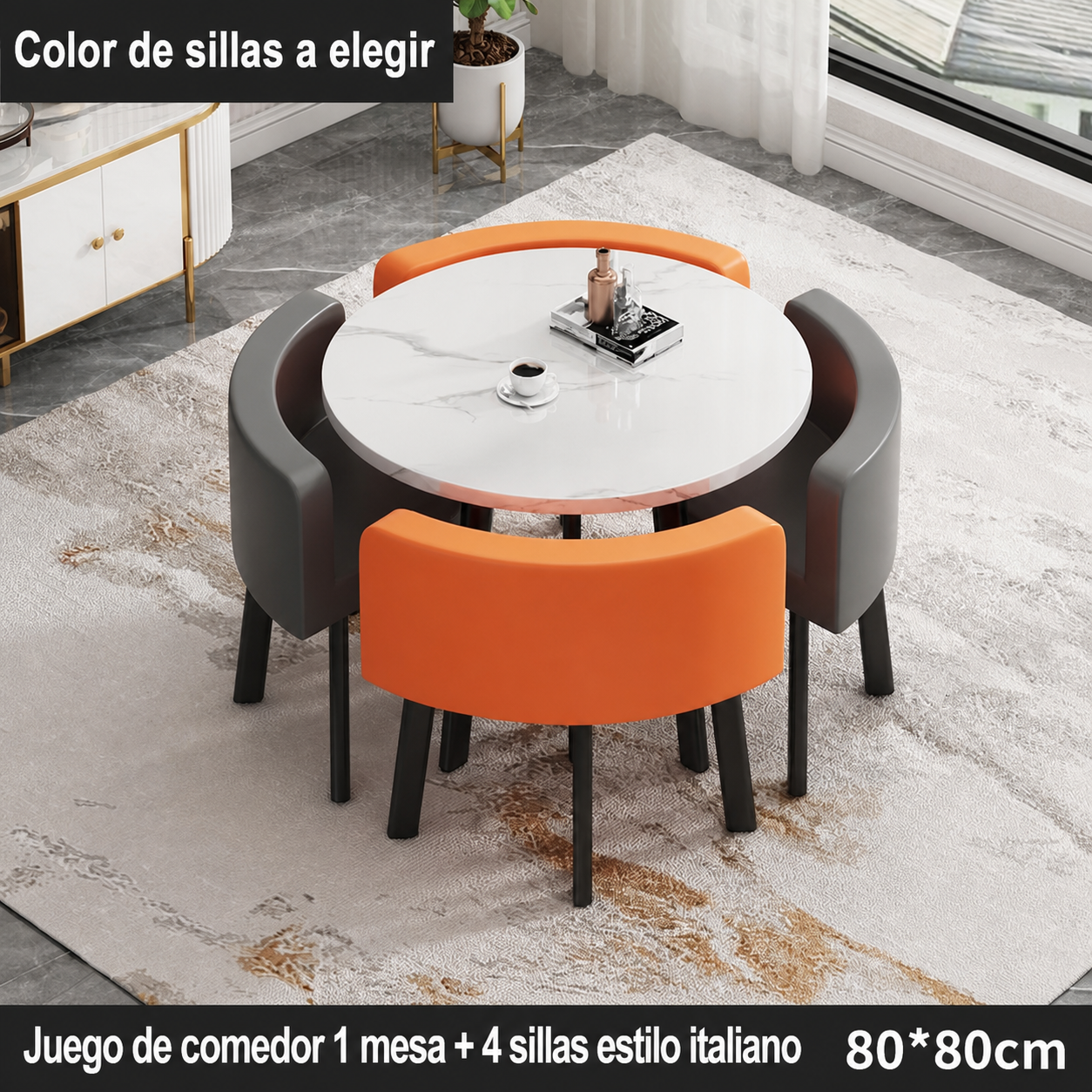 Juego de comedor 1 mesa + 4 sillas estilo italiano