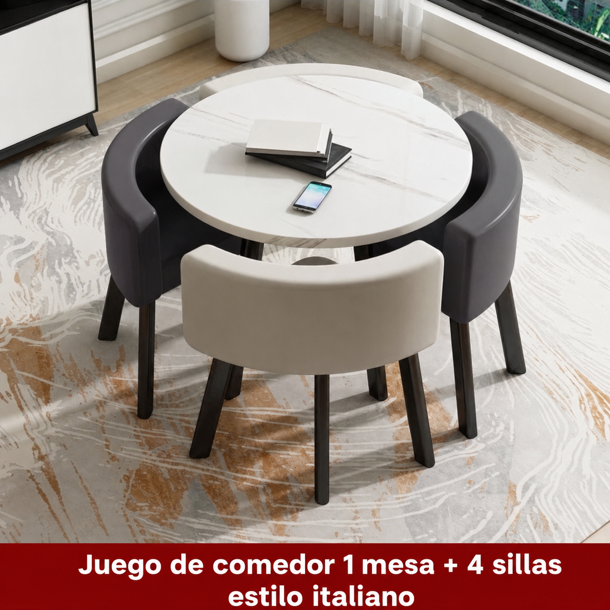 Juego de comedor 1 mesa + 4 sillas estilo italiano