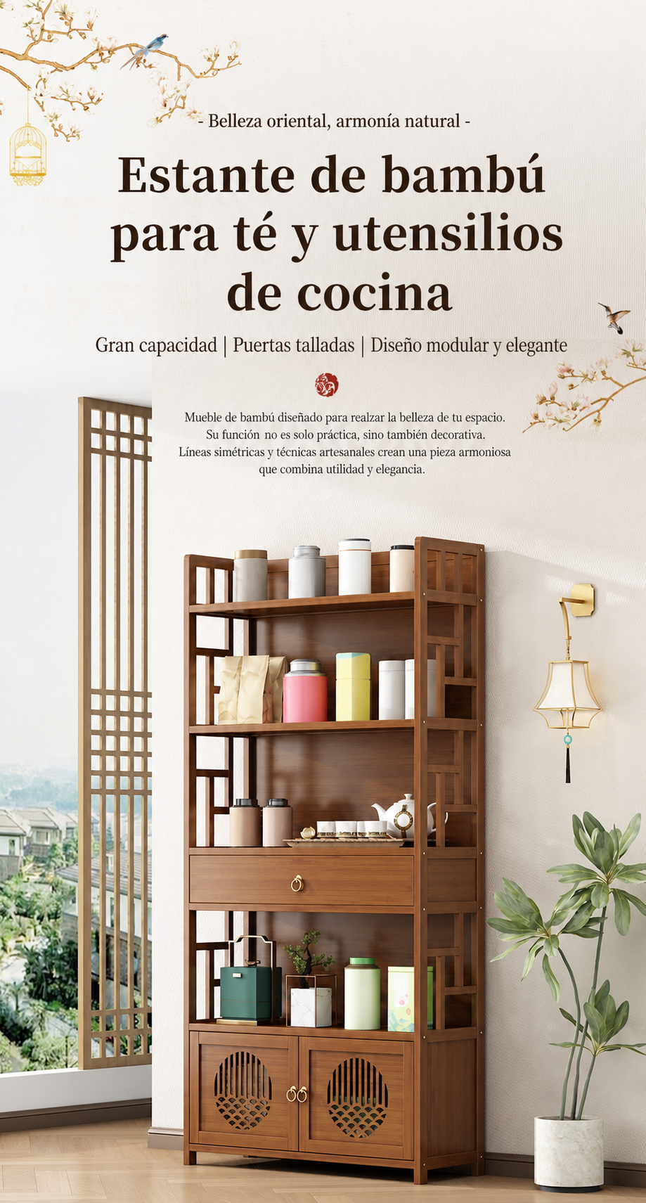 Estante de bambú para té y utensilios de cocina - 12