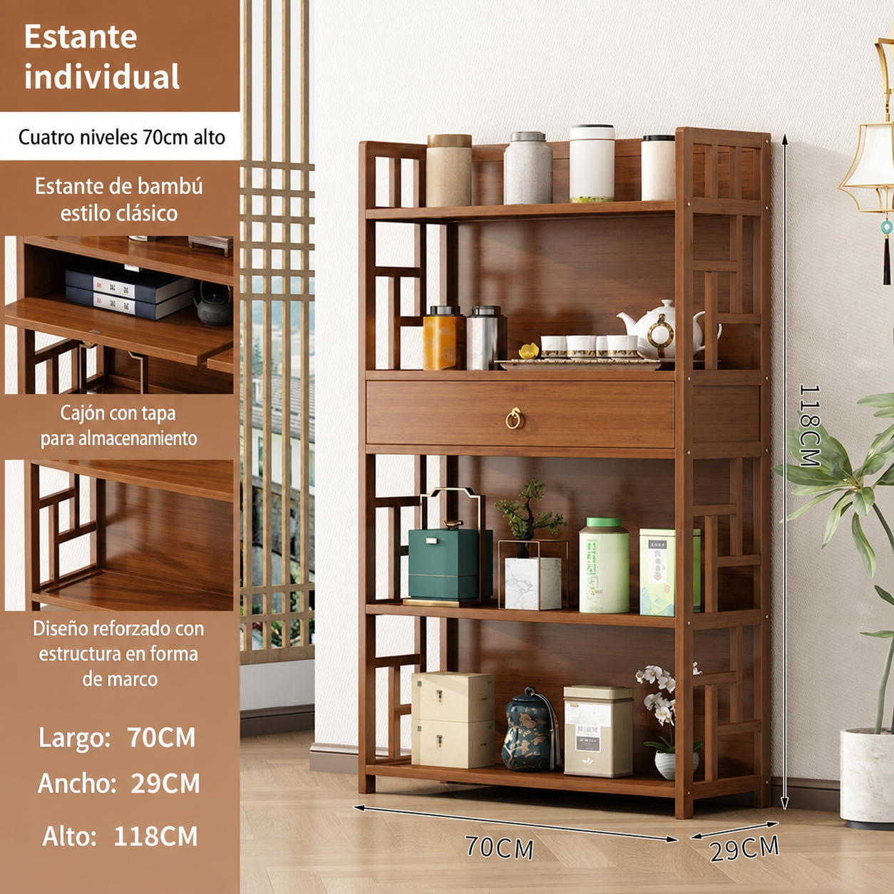 Estante de bambú para té y utensilios de cocina - 10