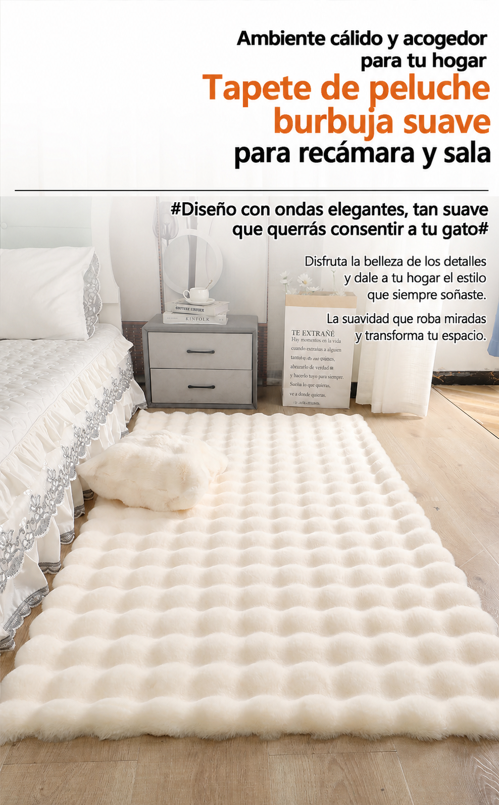 Tapete de peluche burbuja suave para recámara y sala - 10