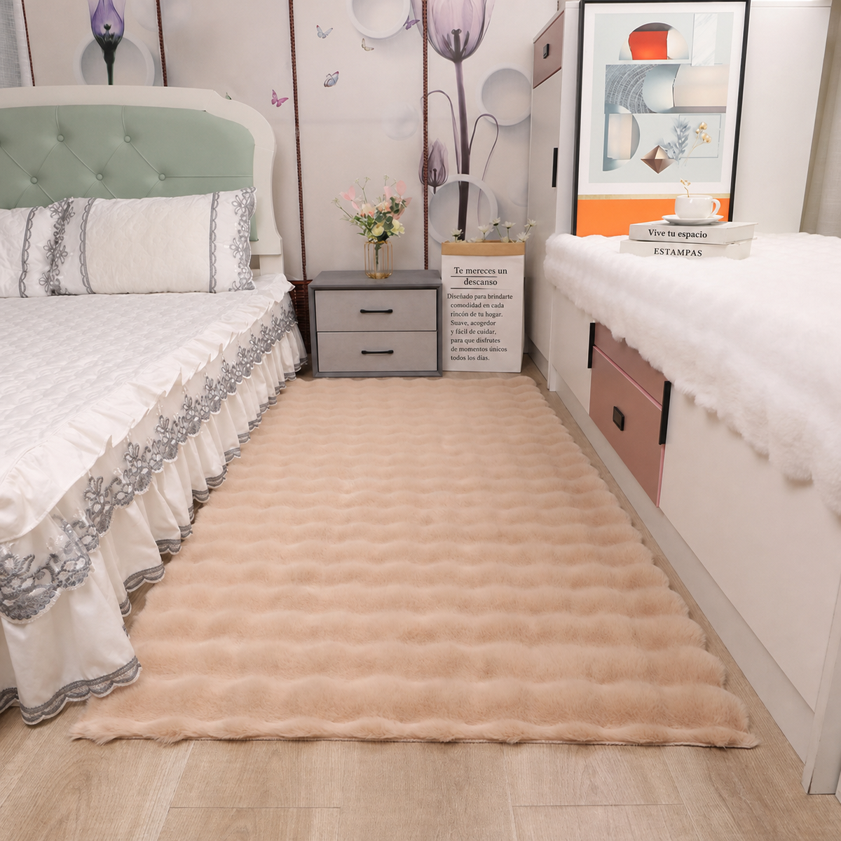 Tapete de peluche burbuja suave para recámara y sala - 5