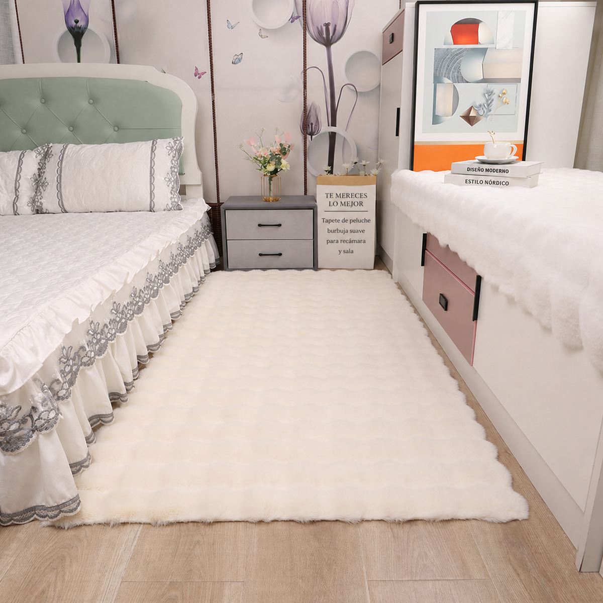 Tapete de peluche burbuja suave para recámara y sala - 7