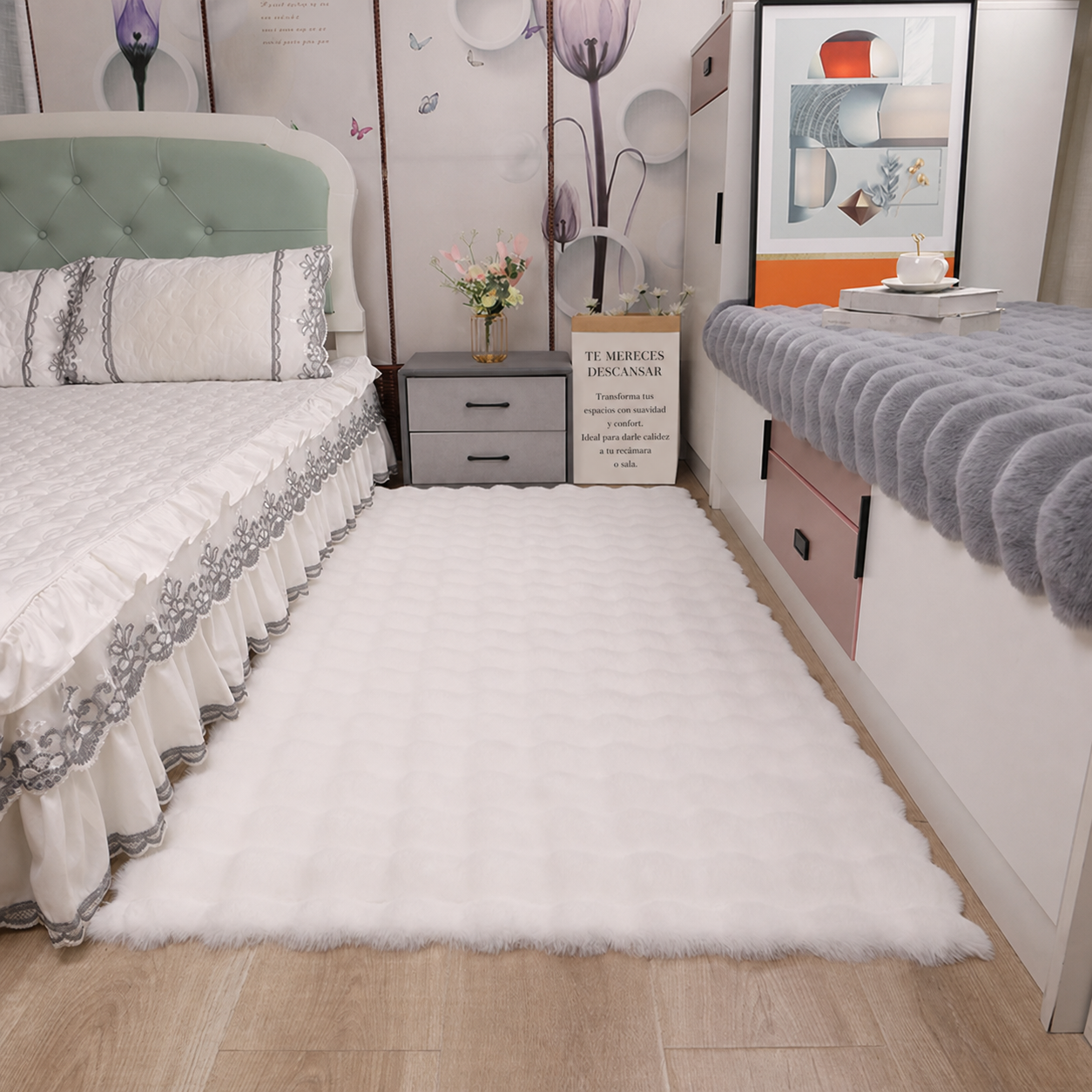 Tapete de peluche burbuja suave para recámara y sala - 9