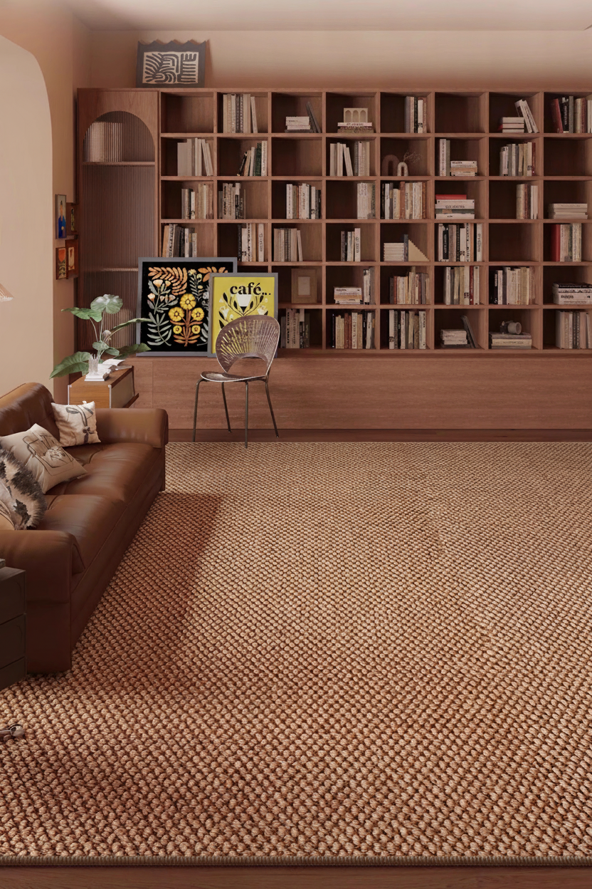 Tapete Minimalista Efecto Sisal Sala y Recámara Lavable - 10