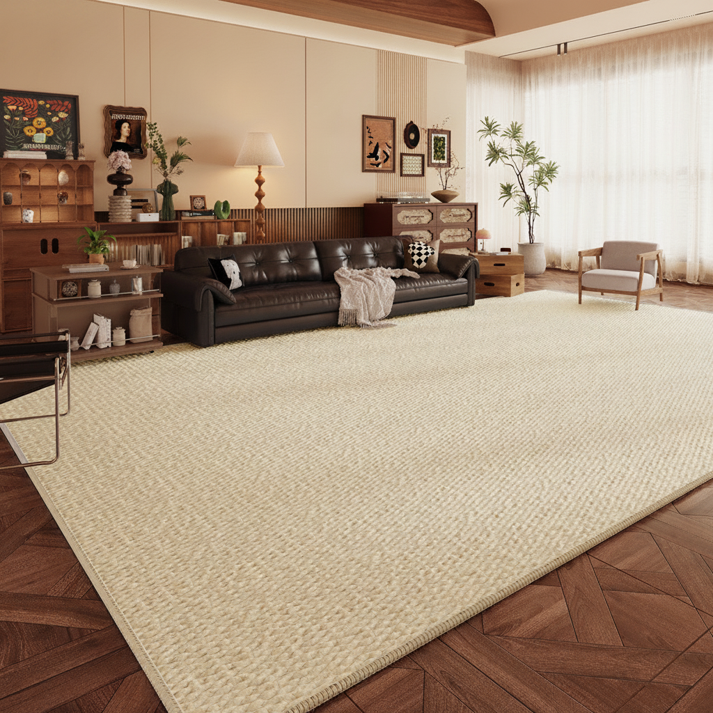 Tapete Minimalista Efecto Sisal Sala y Recámara Lavable - 3