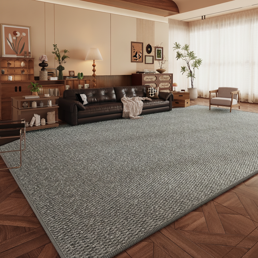 Tapete Minimalista Efecto Sisal Sala y Recámara Lavable - 4