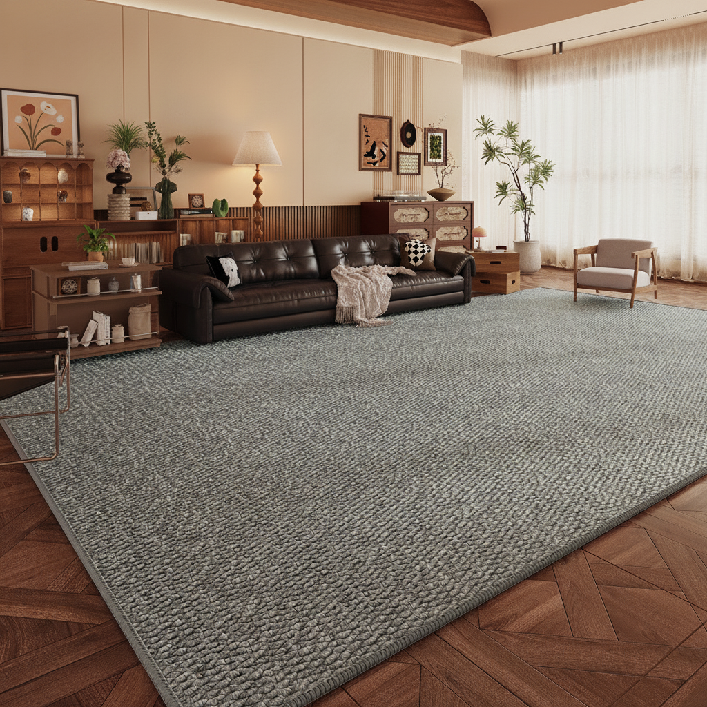 Tapete Minimalista Efecto Sisal Sala y Recámara Lavable - 5