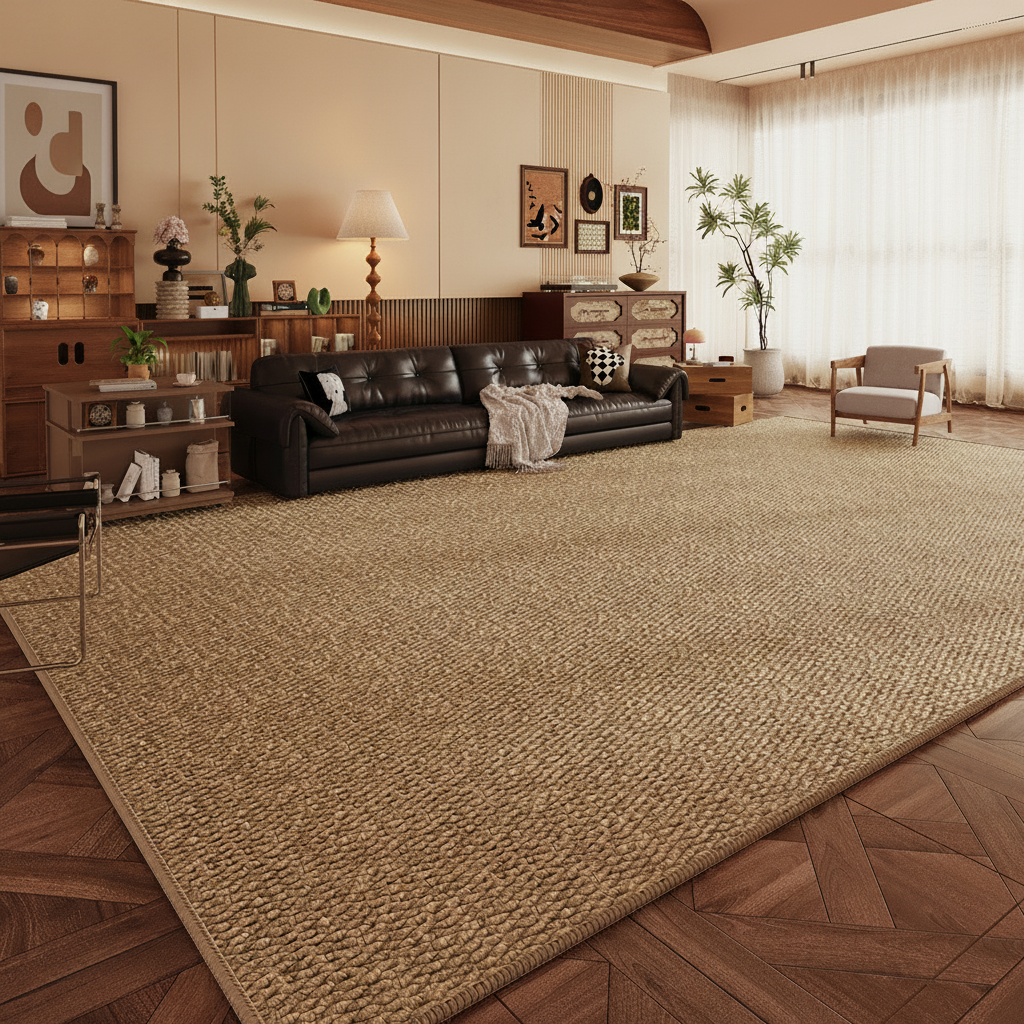 Tapete Minimalista Efecto Sisal Sala y Recámara Lavable - 6