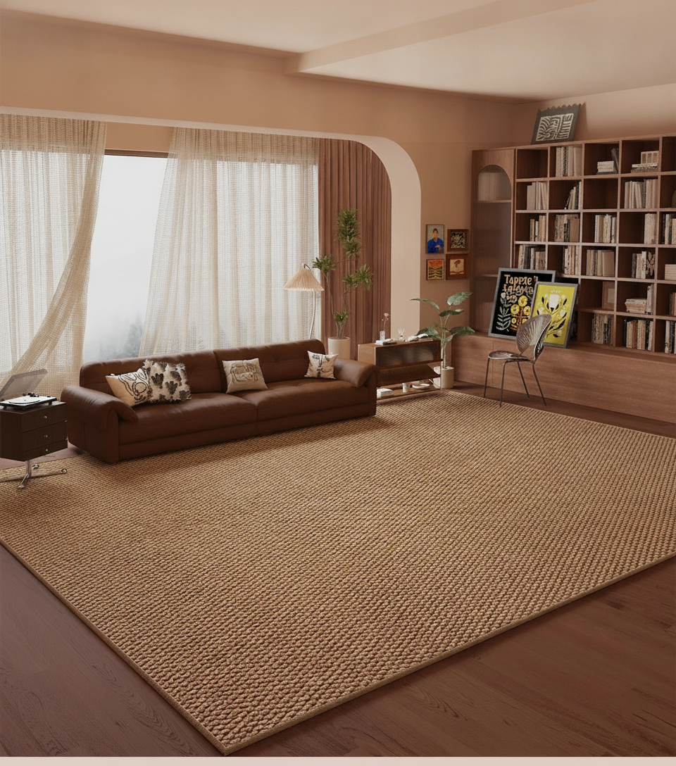 Tapete Minimalista Efecto Sisal Sala y Recámara Lavable - 8