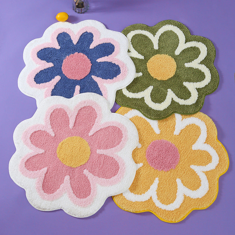 Tapete Redondo Antiderrapante Estampado Floral 40–200 cm - 1