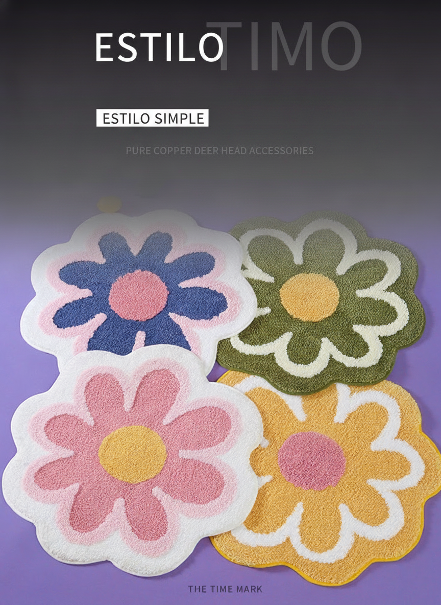 Tapete Redondo Antiderrapante Estampado Floral 40–200 cm - 11
