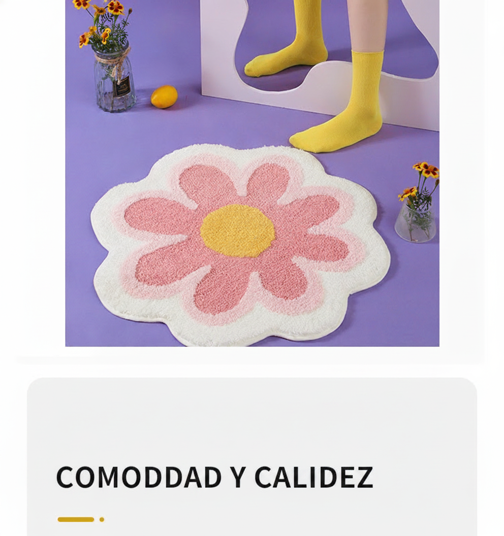 Tapete Redondo Antiderrapante Estampado Floral 40–200 cm - 13