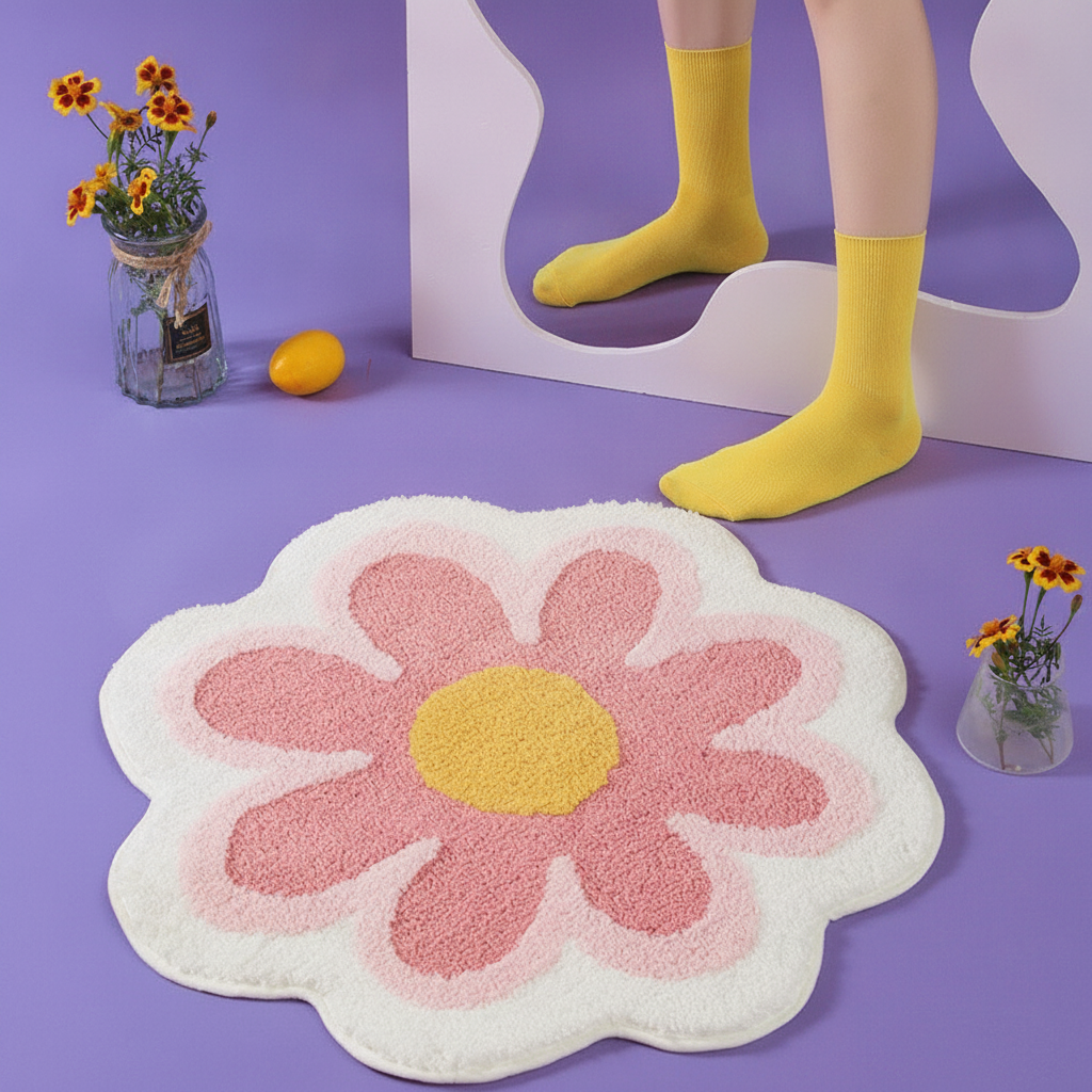 Tapete Redondo Antiderrapante Estampado Floral 40–200 cm - 2