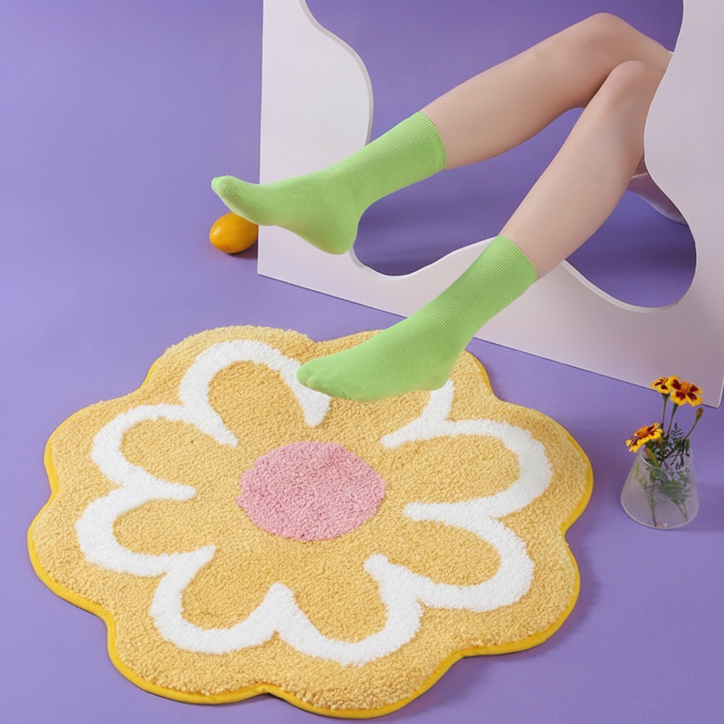 Tapete Redondo Antiderrapante Estampado Floral 40–200 cm - 3