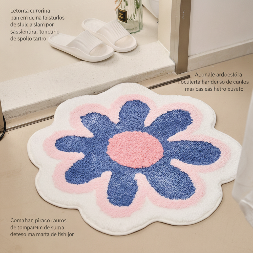 Tapete Redondo Antiderrapante Estampado Floral 40–200 cm - 4