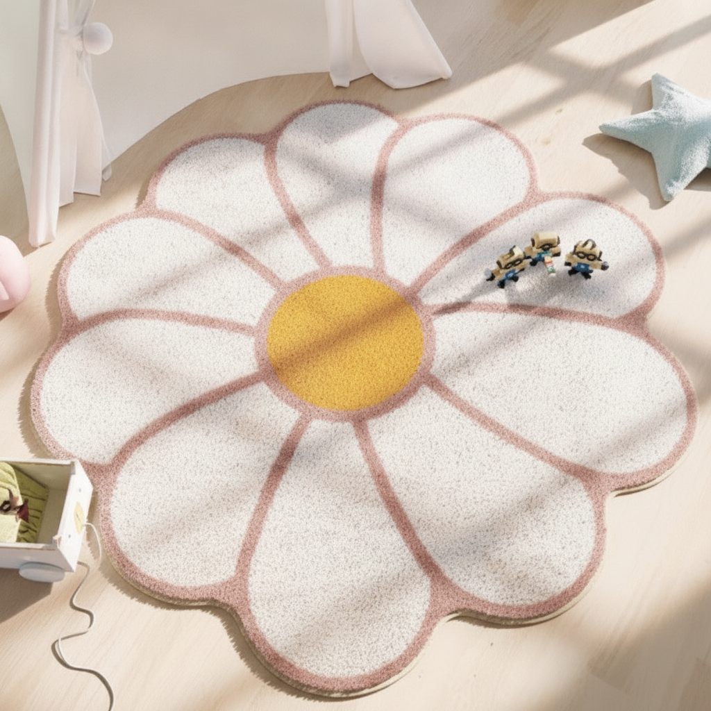 Tapete Redondo Antiderrapante Estampado Floral 40–200 cm - 6