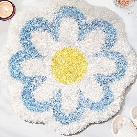 Tapete Redondo Antiderrapante Estampado Floral 40–200 cm