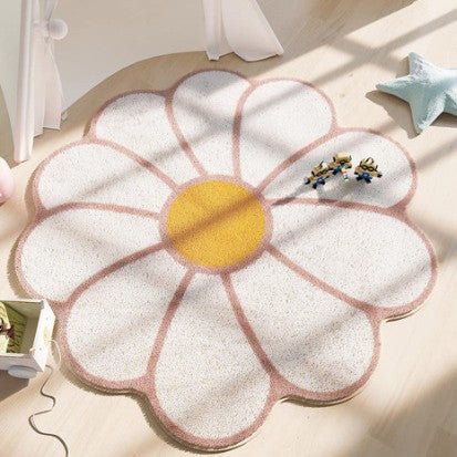 Tapete Redondo Antiderrapante Estampado Floral 40–200 cm