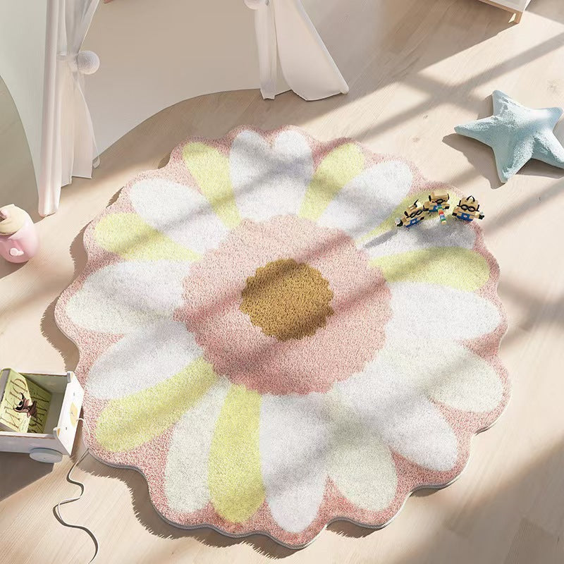 Tapete Redondo Antiderrapante Estampado Floral 40–200 cm