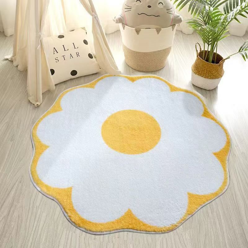 Tapete Redondo Antiderrapante Estampado Floral 40–200 cm