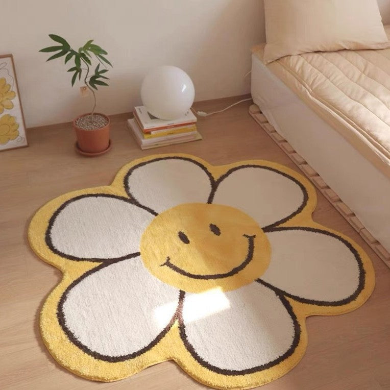 Tapete Redondo Antiderrapante Estampado Floral 40–200 cm