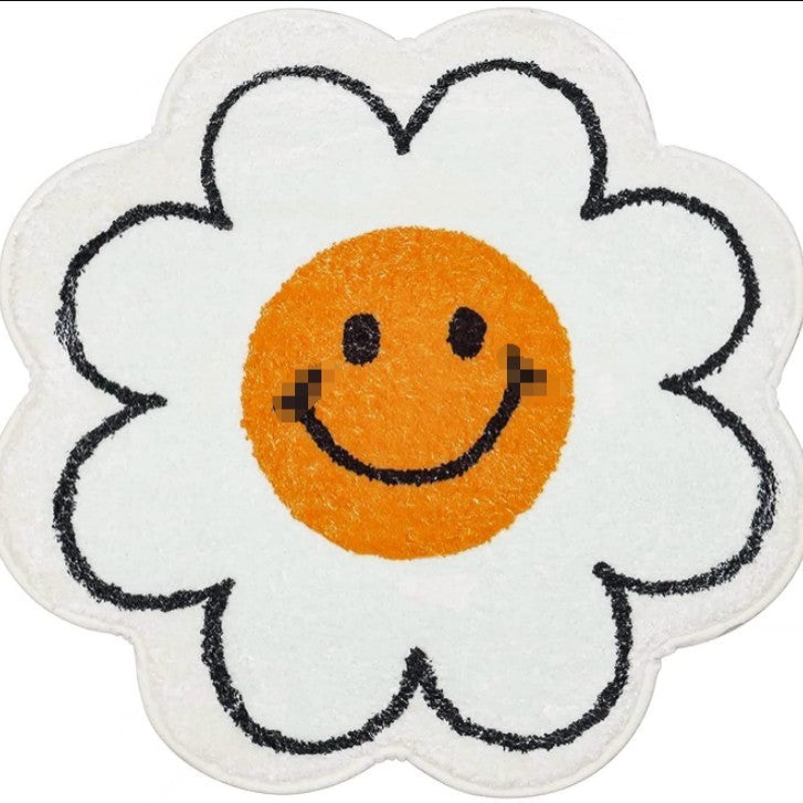 Tapete Redondo Antiderrapante Estampado Floral 40–200 cm