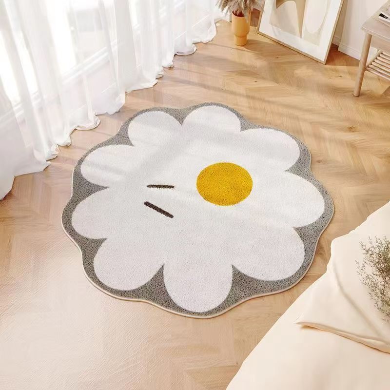 Tapete Redondo Antiderrapante Estampado Floral 40–200 cm
