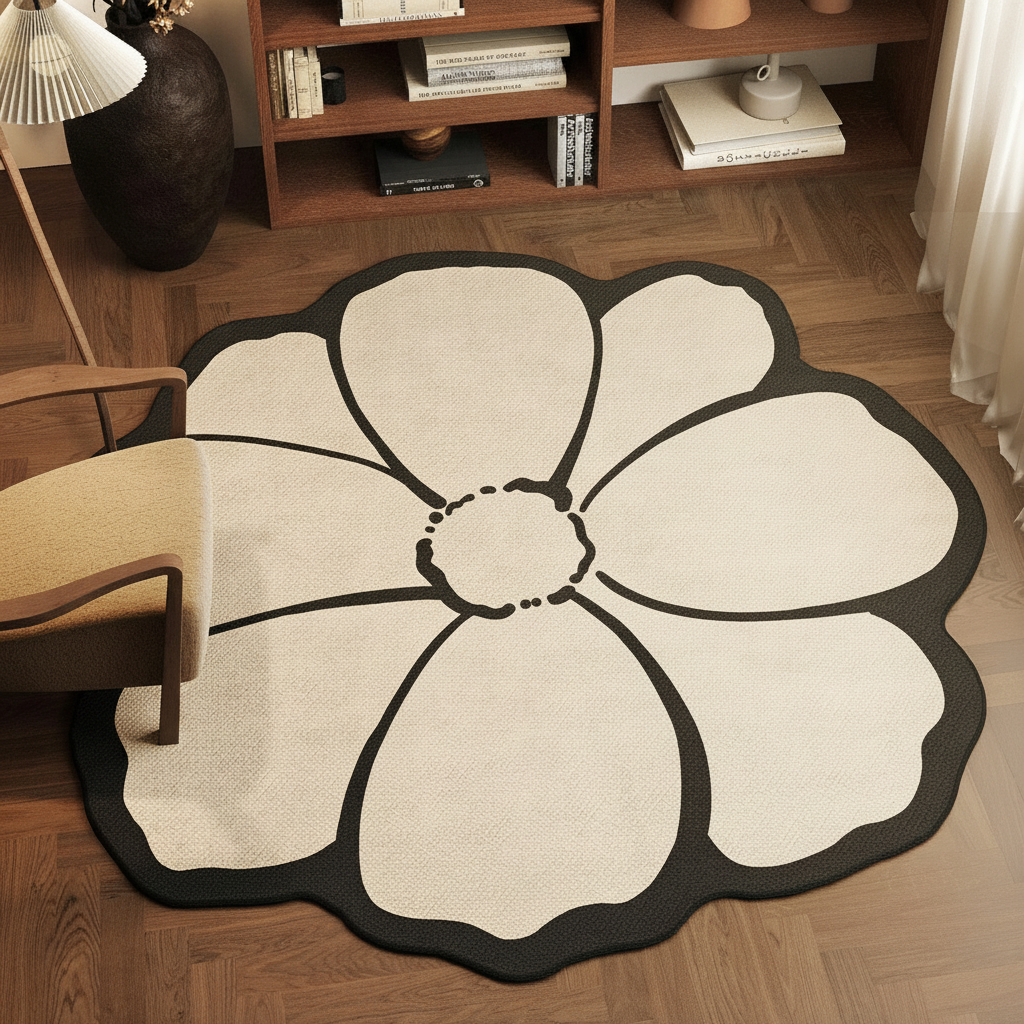 Tapete redondo de círculos con diseño floral elegante - 2