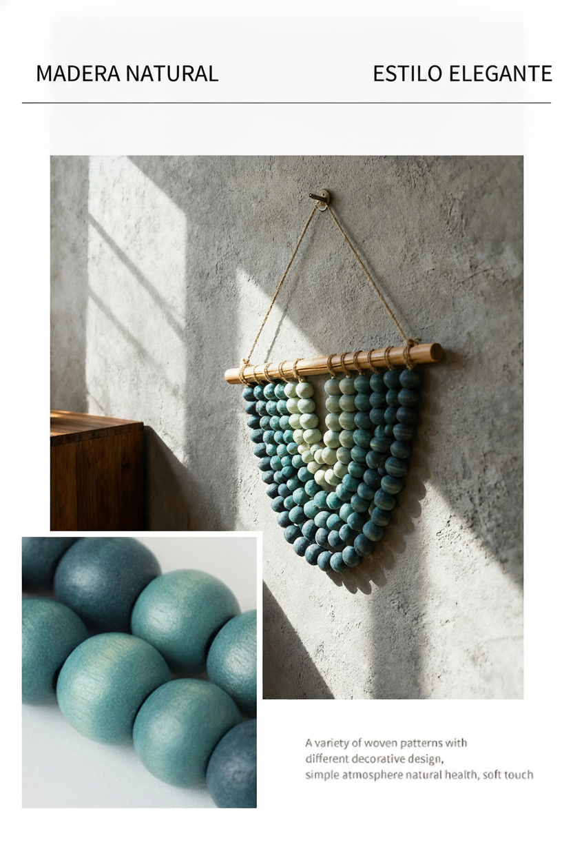 Colgante decorativo de cuentas de madera estilo nórdico - 8