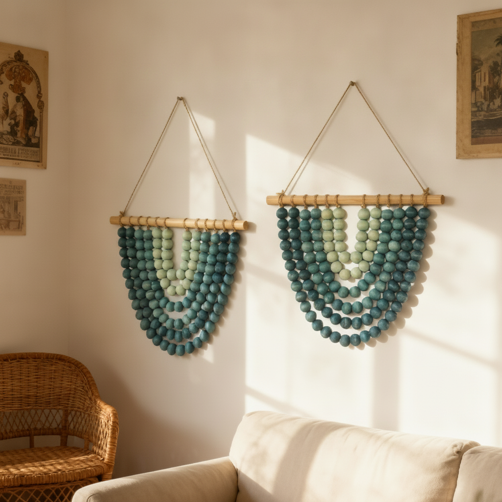 Colgante decorativo de cuentas de madera estilo nórdico - 2