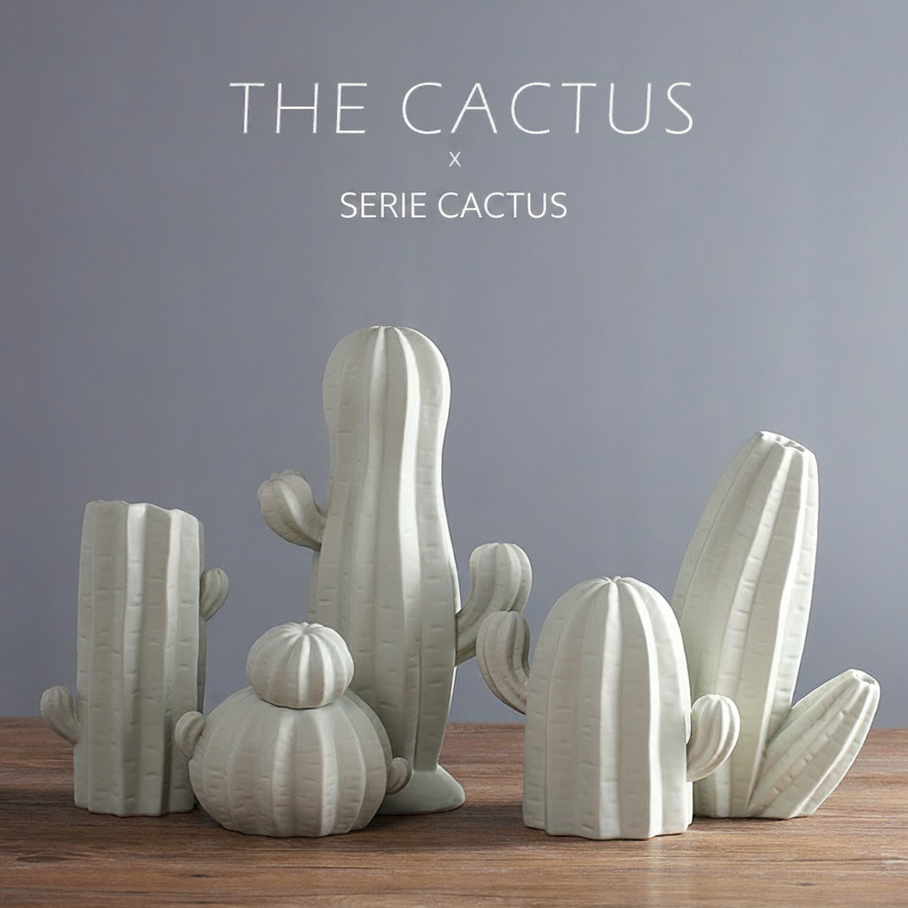 Figura de cactus de cerámica estilo nórdico - 1