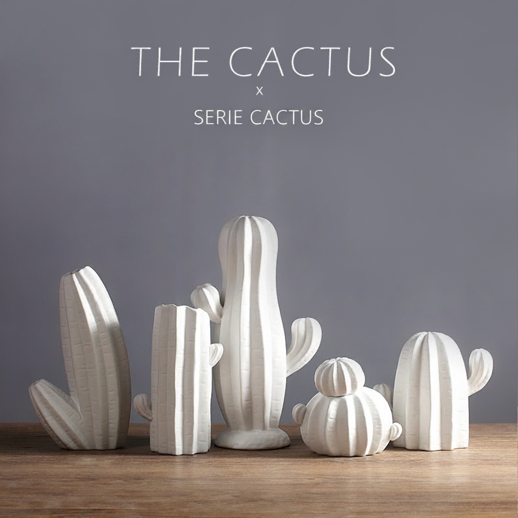 Figura de cactus de cerámica estilo nórdico - 3