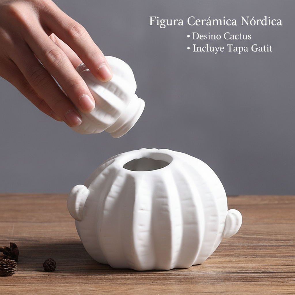 Figura de cactus de cerámica estilo nórdico - 4