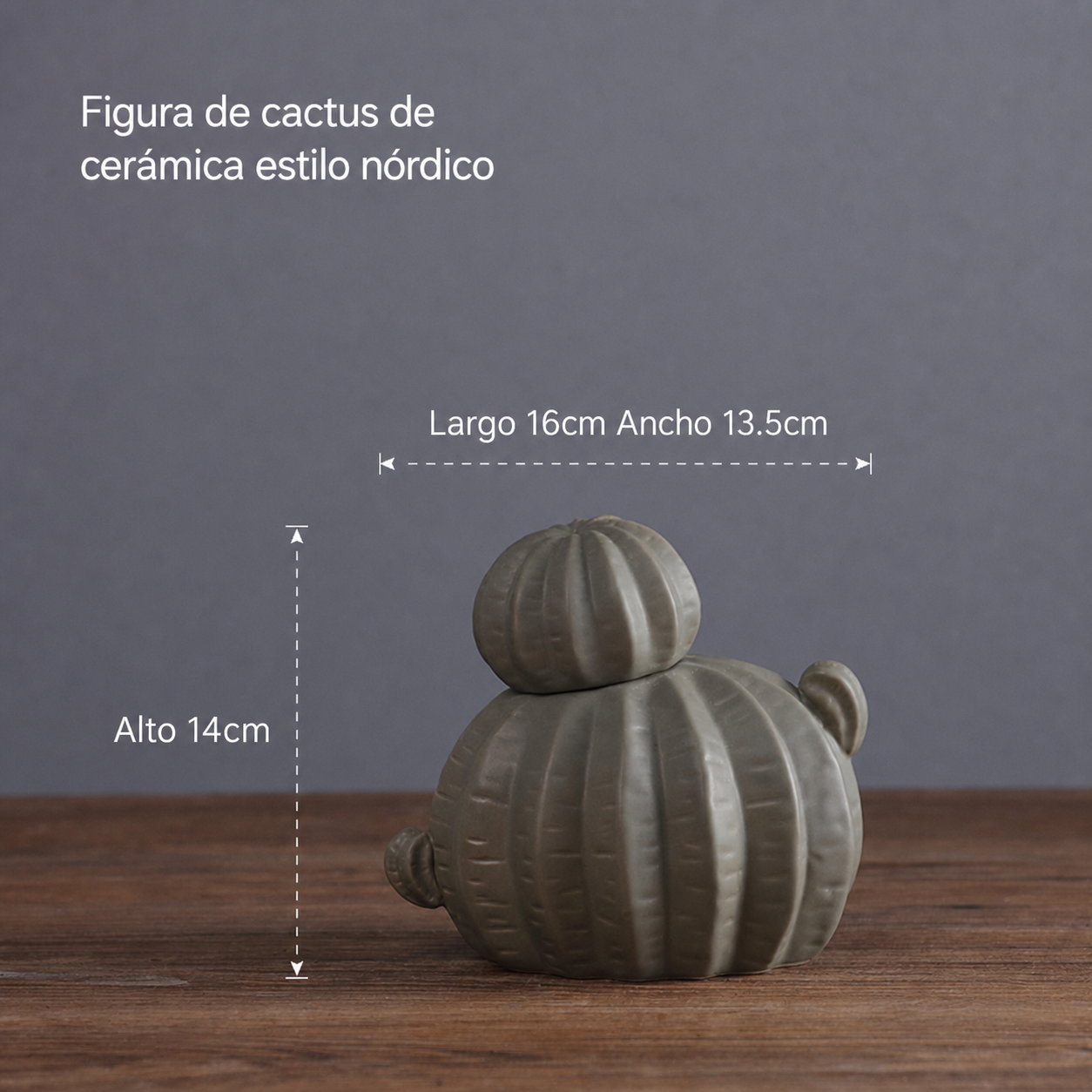 Figura de cactus de cerámica estilo nórdico