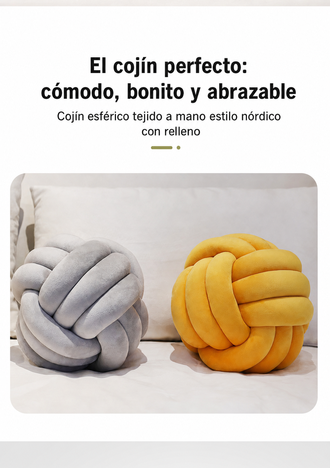 Cojín esférico tejido a mano estilo nórdico con relleno - 12