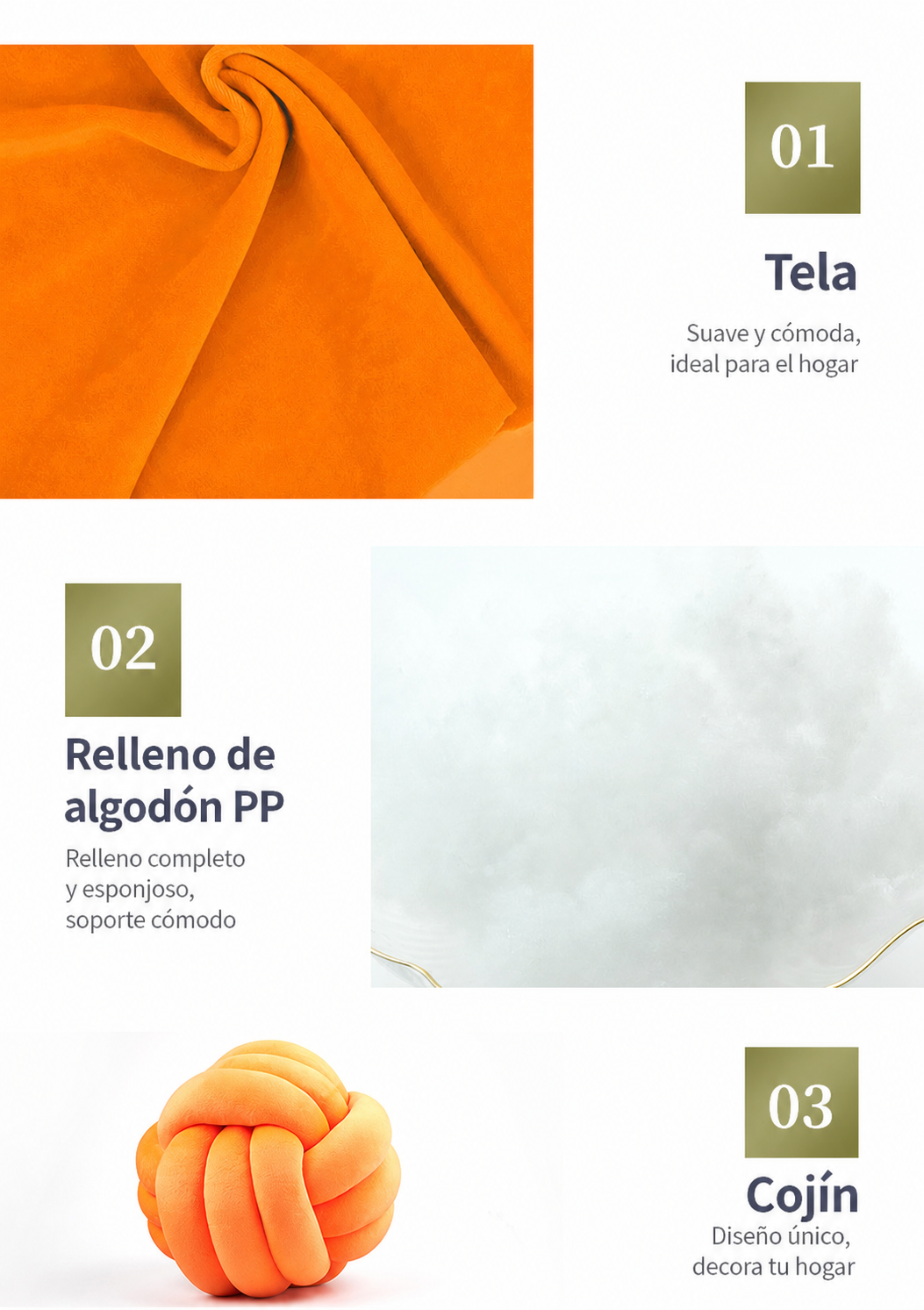 Cojín esférico tejido a mano estilo nórdico con relleno - 15