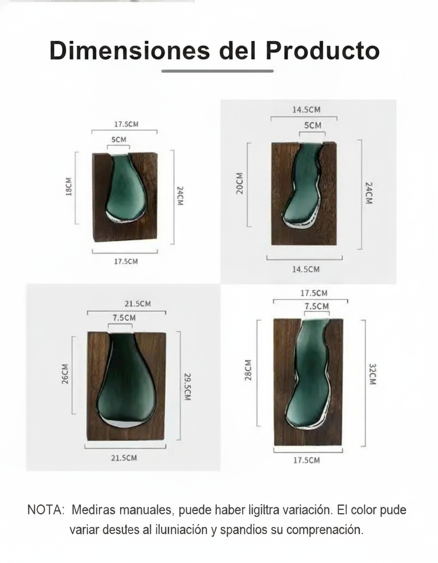 Florero de vidrio artesanal estilo nórdico con base de madera - 11