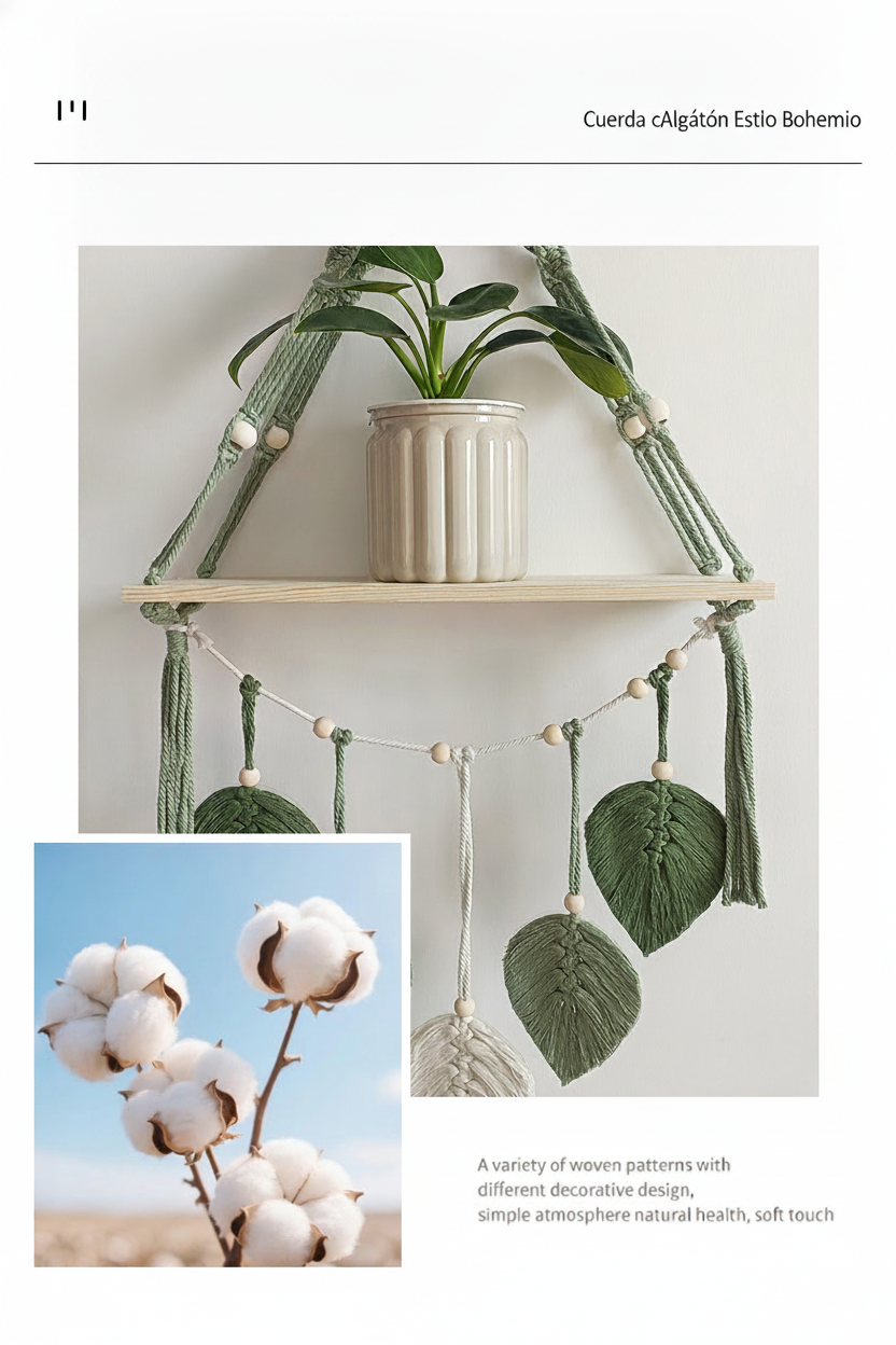 Tapiz tejido a mano con diseño de hojas decorativo - 13
