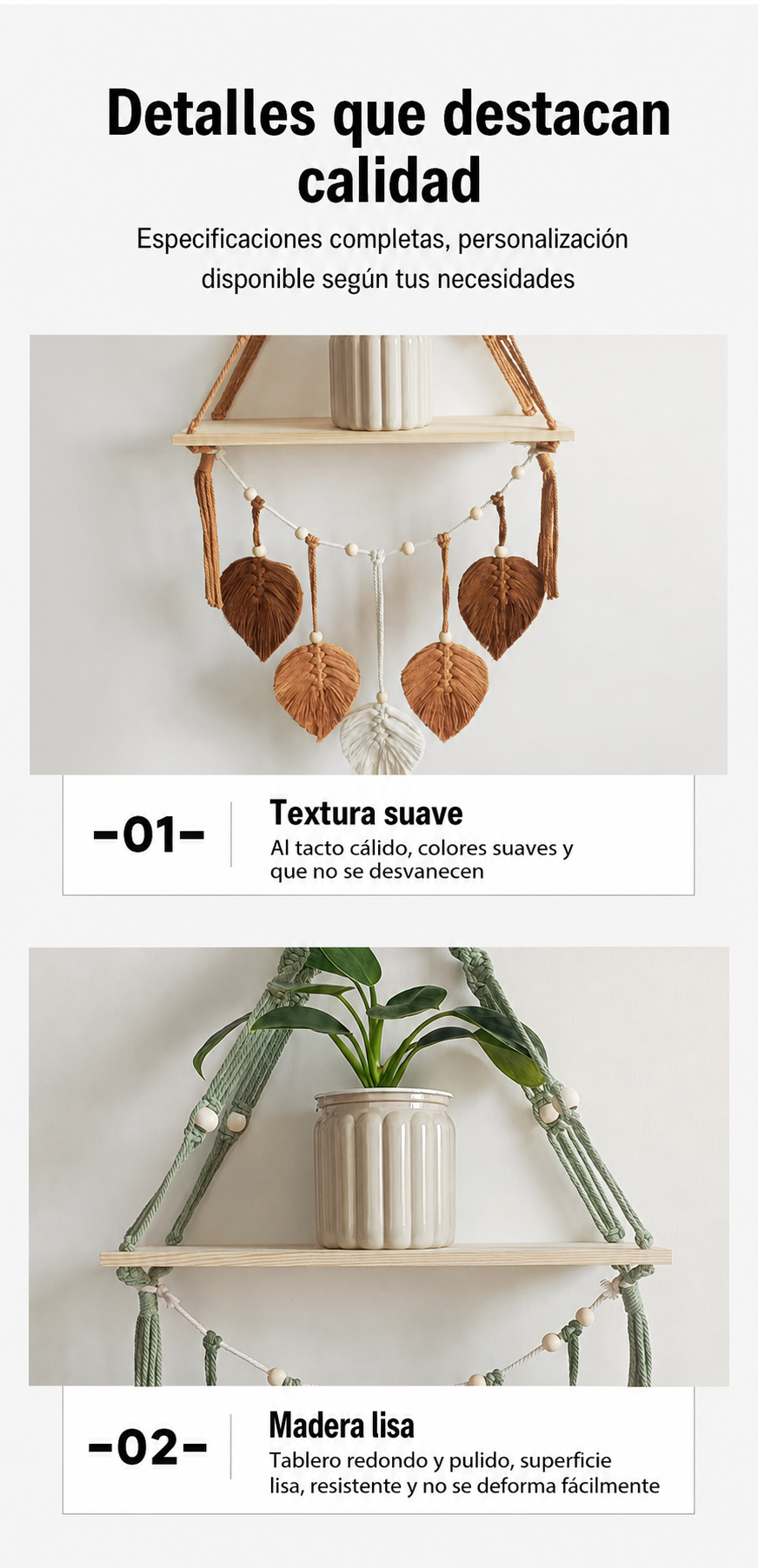 Tapiz tejido a mano con diseño de hojas decorativo - 14