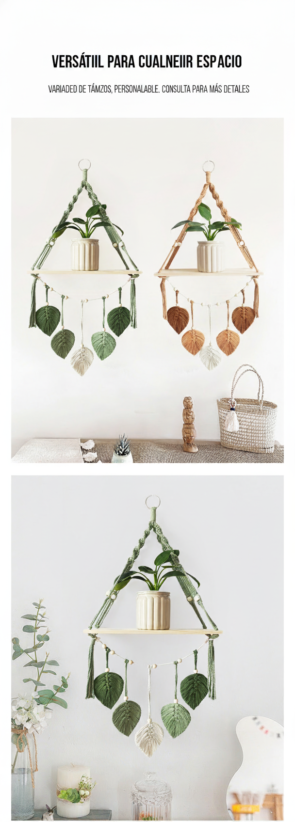 Tapiz tejido a mano con diseño de hojas decorativo - 15