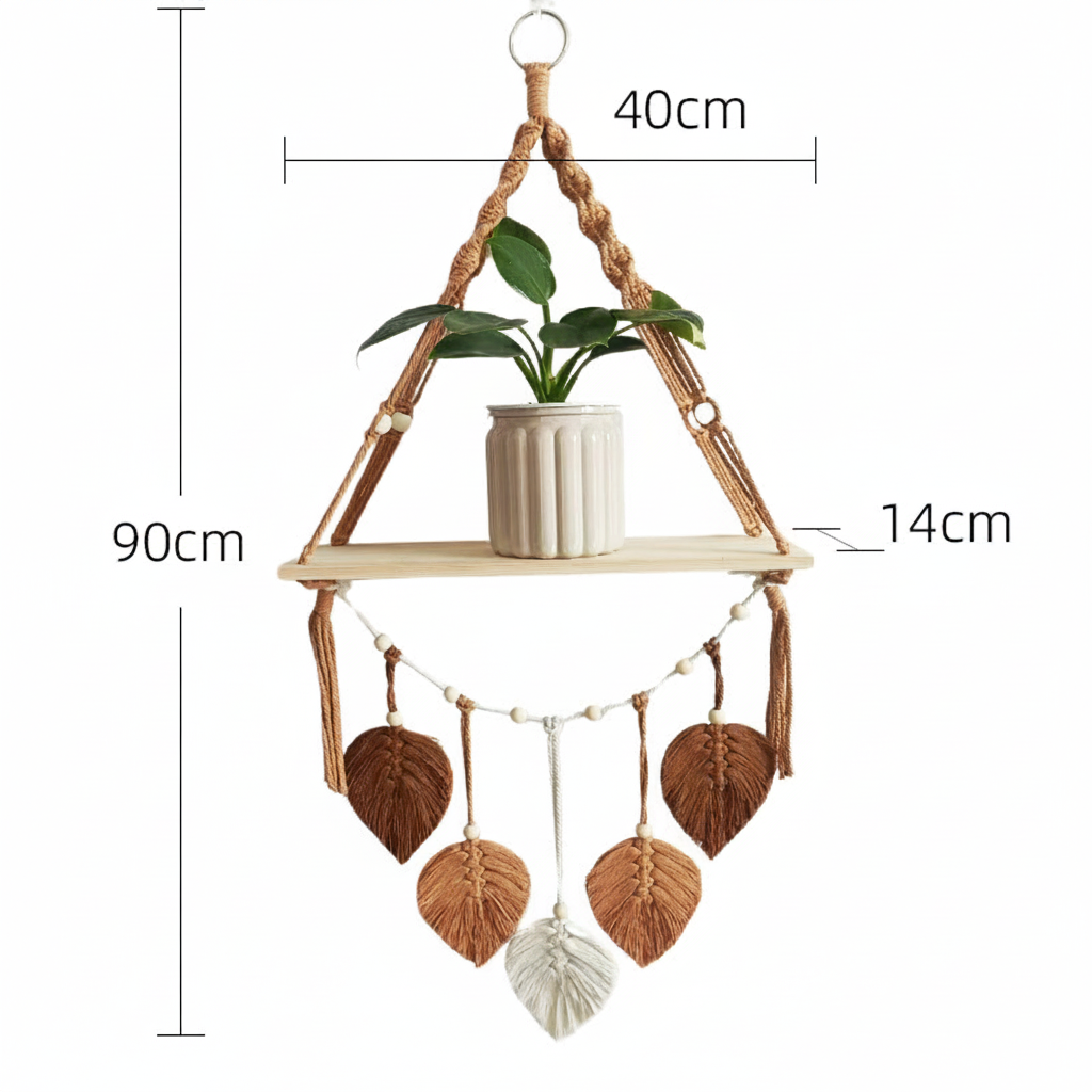 Tapiz tejido a mano con diseño de hojas decorativo - 6