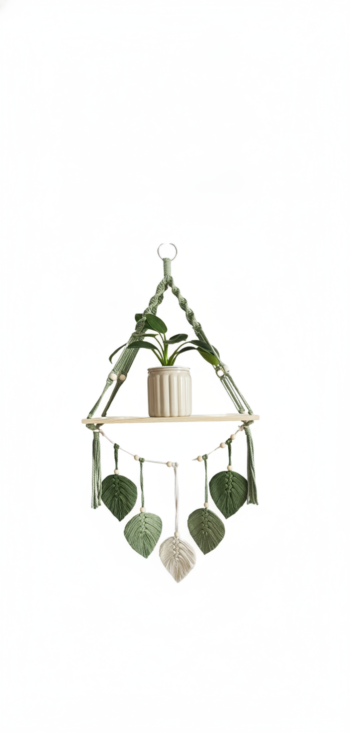 Tapiz tejido a mano con diseño de hojas decorativo - 10