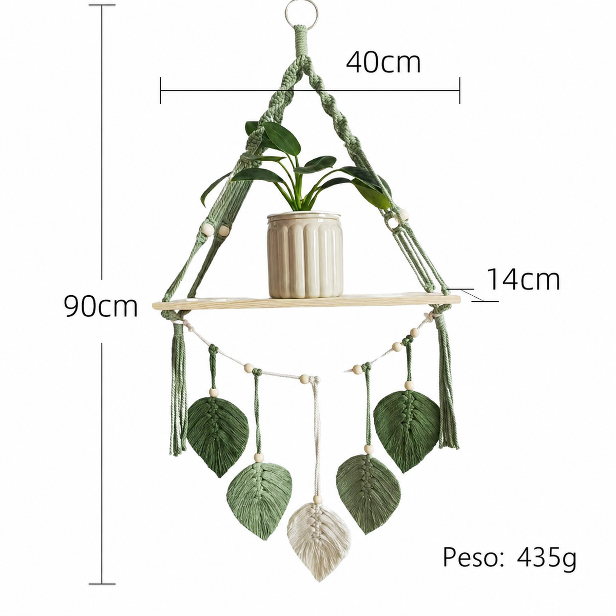 Tapiz tejido a mano con diseño de hojas decorativo