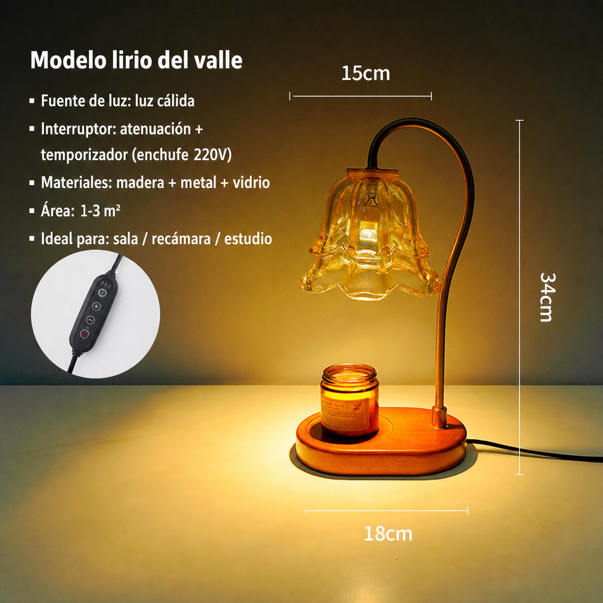 Lámpara aromática vintage de lirio del valle con cera