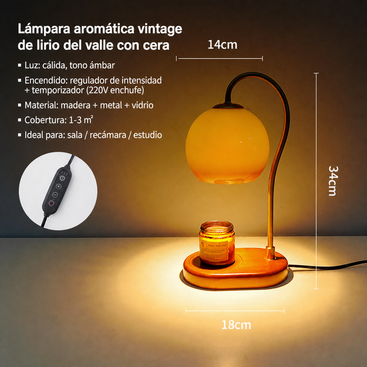 Lámpara aromática vintage de lirio del valle con cera