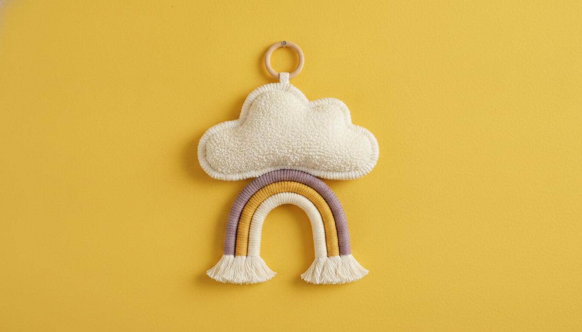 Colgante decorativo tejido nube y arcoíris estilo nórdico - 11