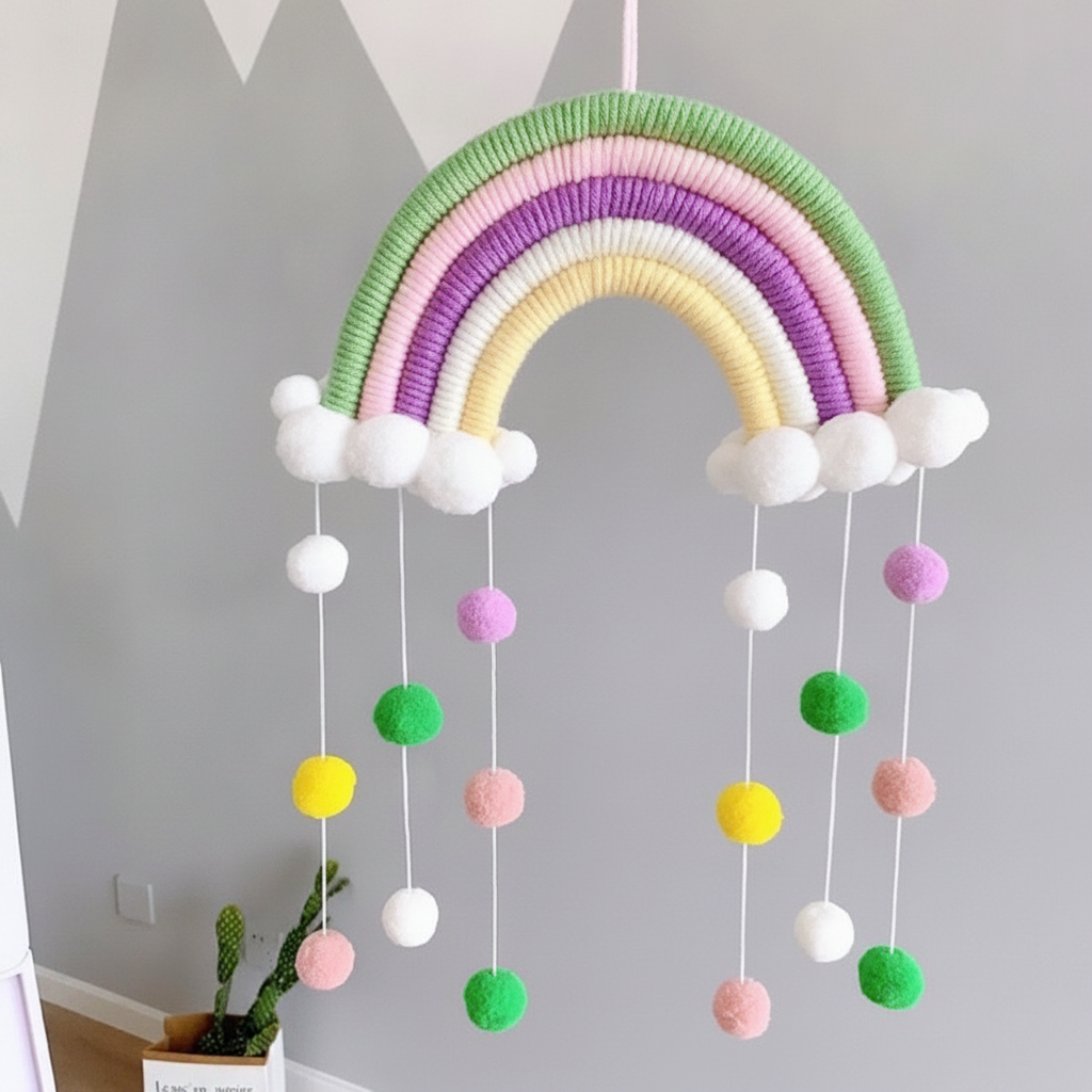 Colgante decorativo tejido nube y arcoíris estilo nórdico - 15